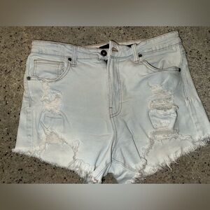 Kendall & Kylie Light Blue Frayed Denim Shorts